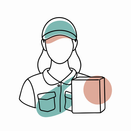 Minimalist Delivery Woman on white backgroundのイラスト素材