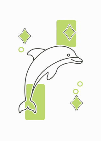 Minimalist Dolphin on white backgroundのイラスト素材