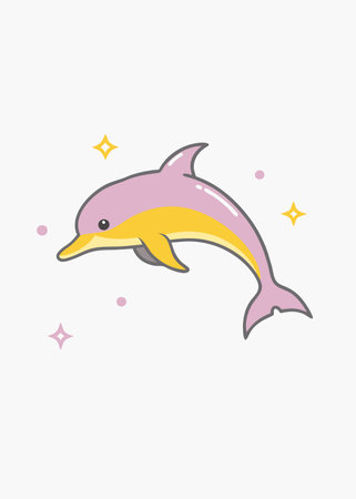 Minimalist Dolphin on white backgroundのイラスト素材
