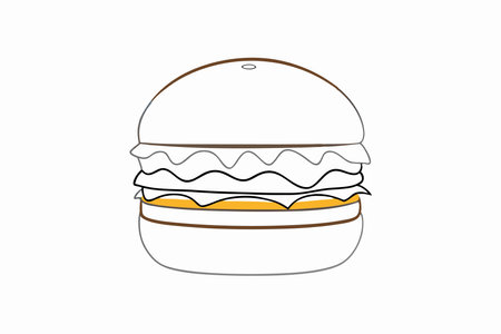 Minimalist flying burger on white backgroundのイラスト素材