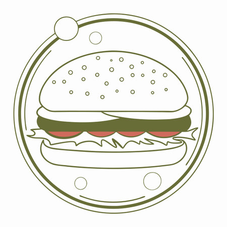 Minimalist flying burger on white backgroundのイラスト素材