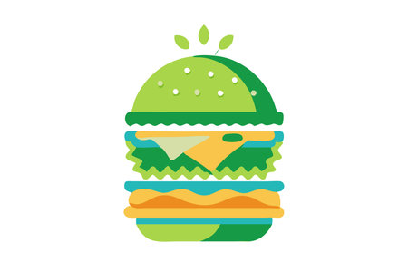 Minimalist flying burger on white backgroundのイラスト素材