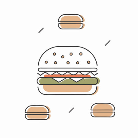 Minimalist flying burger on white backgroundのイラスト素材