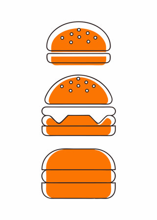 Minimalist flying burger on white backgroundのイラスト素材