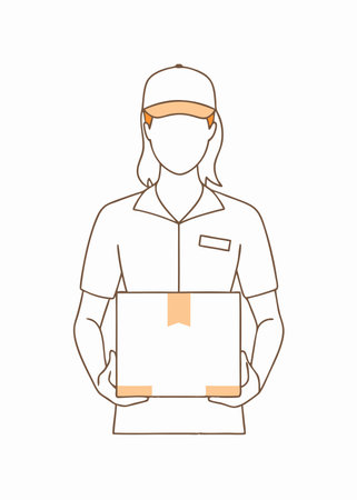 Minimalist Delivery Woman on white backgroundのイラスト素材