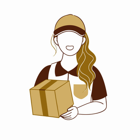 Minimalist Delivery Woman on white backgroundのイラスト素材