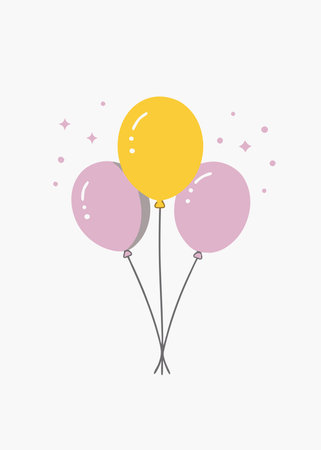 Minimalist Colorful festive balloons on white backgroundのイラスト素材