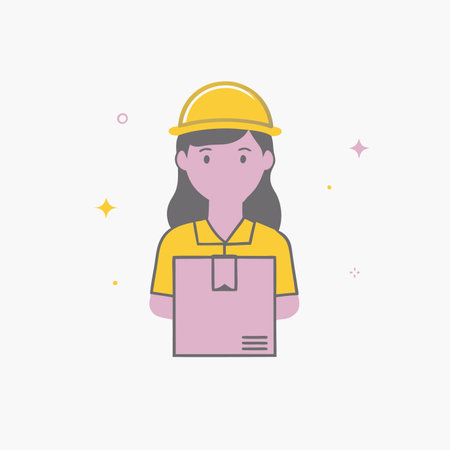 Minimalist Delivery Woman on white backgroundのイラスト素材