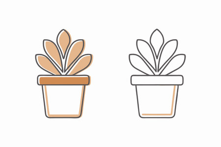 Minimalist houseplant on white backgroundのイラスト素材