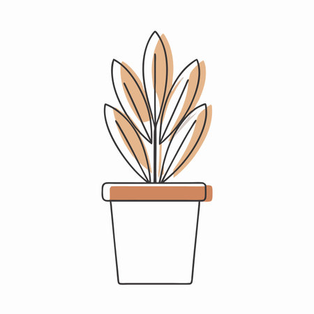 Minimalist houseplant on white backgroundのイラスト素材