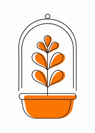 Minimalist houseplant on white backgroundのイラスト素材