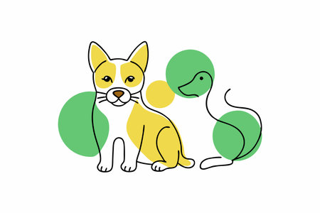 Minimalist Pets and Animals on white backgroundのイラスト素材