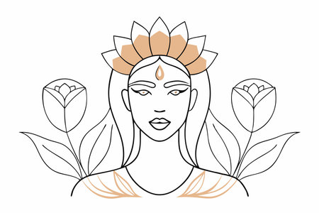 Natural illustration in line style on white background