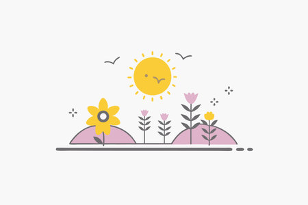 Natural illustration in line style on white backgroundのイラスト素材