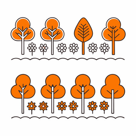 Natural illustration in line style on white backgroundのイラスト素材