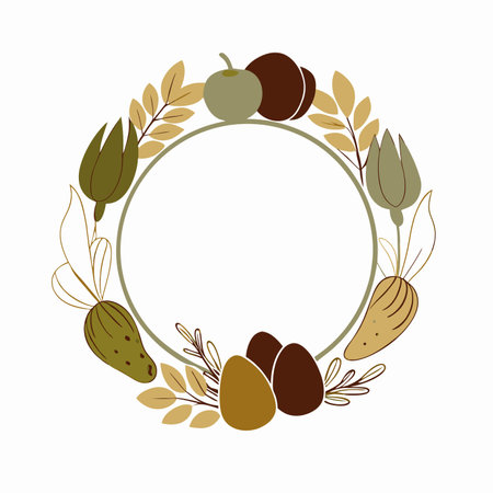 Wedding invitation with oval vegetable frameのイラスト素材