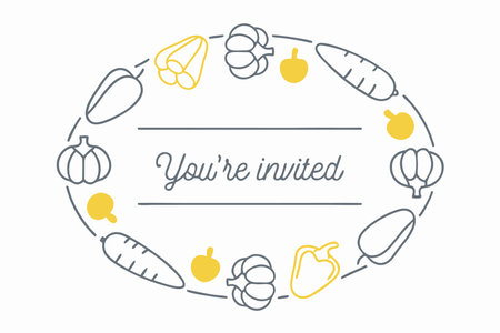 Wedding invitation with oval vegetable frameのイラスト素材