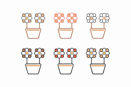 Assorted flower arrangements on white backgroundのイラスト素材