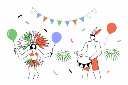 Brazilian carnival illustration on white backgroundのイラスト素材