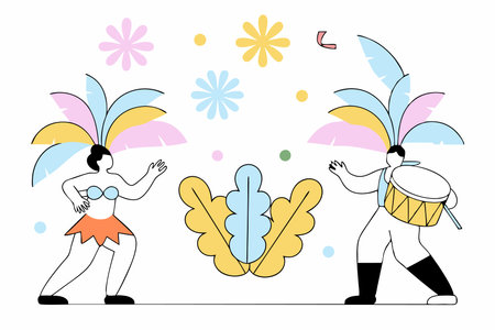 Brazilian carnival illustration on white background