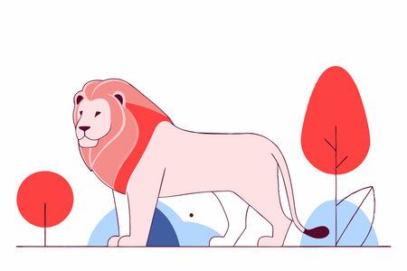 Minimalist lion vector on white backgroundのイラスト素材