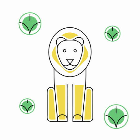 Minimalist lion vector on white backgroundのイラスト素材