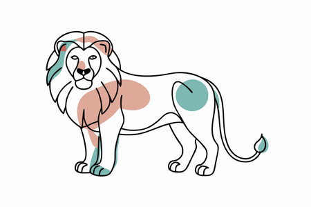 Minimalist lion vector on white backgroundのイラスト素材