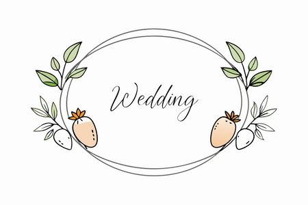 Wedding invitation with oval vegetable frameのイラスト素材