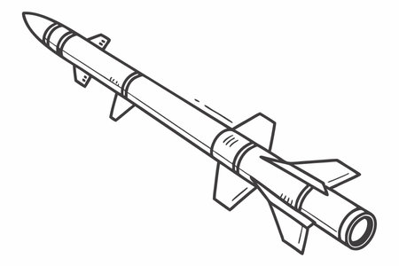 Minimalist Rocket launcher on white backgroundのイラスト素材