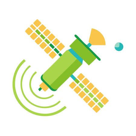 Minimalist Satellite on white backgroundのイラスト素材