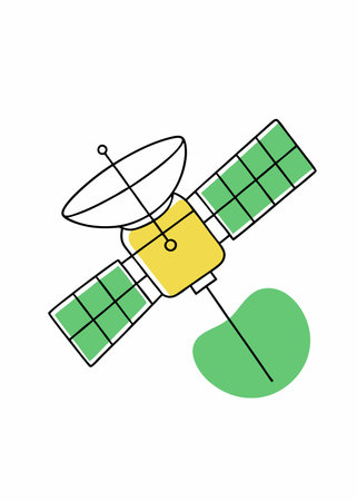 Minimalist Satellite on white backgroundのイラスト素材