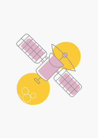 Minimalist Satellite on white backgroundのイラスト素材