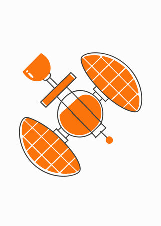 Minimalist Satellite on white backgroundのイラスト素材