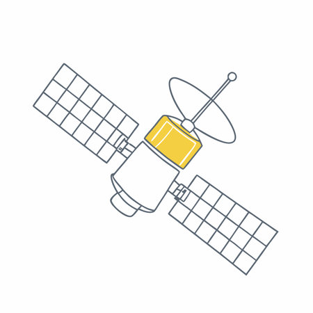 Minimalist Satellite on white backgroundのイラスト素材