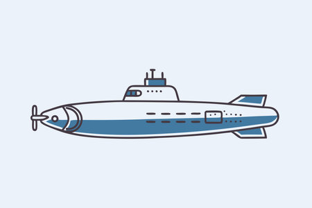 Minimalist submarine on white backgroundのイラスト素材