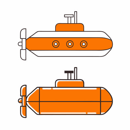 Minimalist submarine on white backgroundのイラスト素材