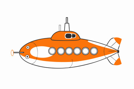 Minimalist submarine on white backgroundのイラスト素材