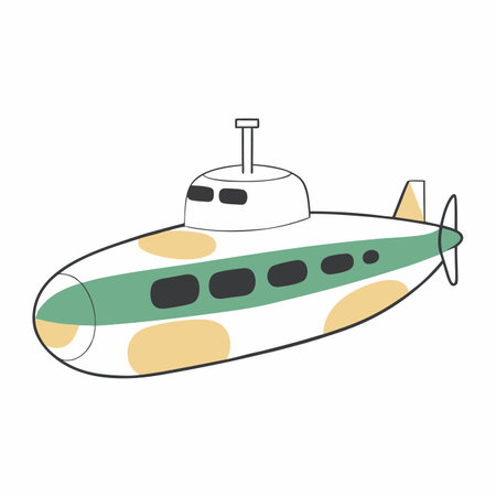 Minimalist submarine on white backgroundのイラスト素材