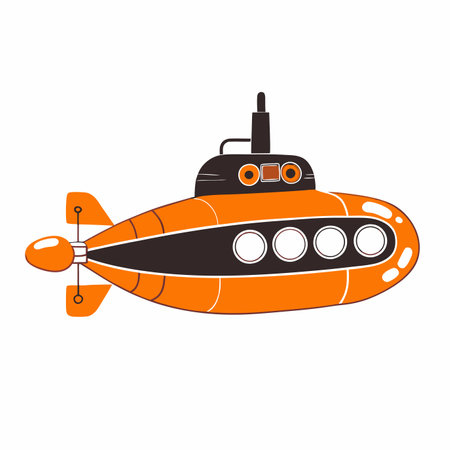 Minimalist submarine on white backgroundのイラスト素材