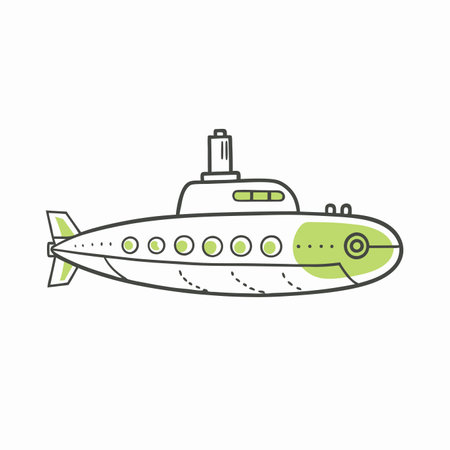 Minimalist submarine on white backgroundのイラスト素材