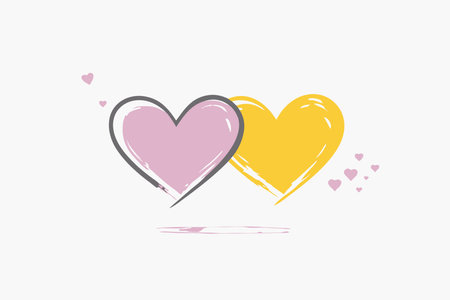 Brush stroke two heart on white backgroundのイラスト素材