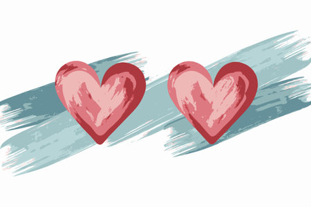 Brush stroke two heart on white backgroundのイラスト素材