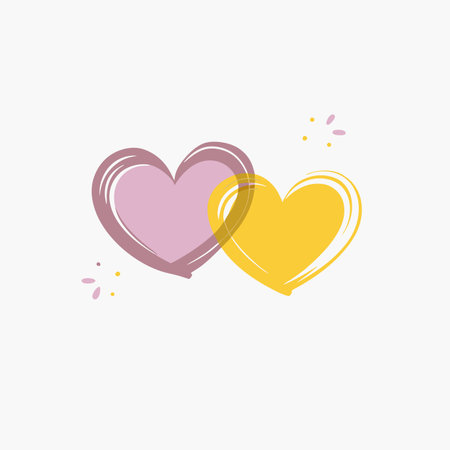 Brush stroke two heart on white backgroundのイラスト素材