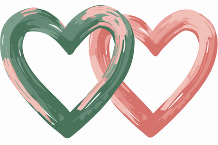 Brush stroke two heart on white backgroundのイラスト素材