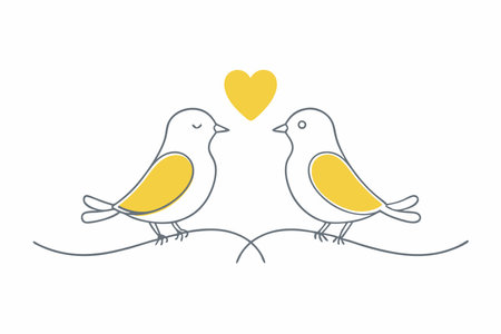 Line art of Two birds on white backgroundのイラスト素材