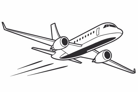 Minimalist Jet aircraft on white backgroundのイラスト素材