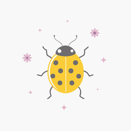 Minimalist Ladybug on white backgroundのイラスト素材