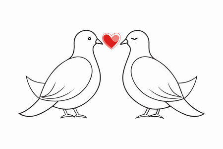 Line art of Two birds on white backgroundのイラスト素材
