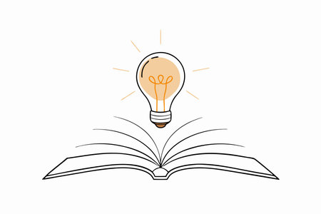Minimalist Book With Lightbulb on white backgroundのイラスト素材