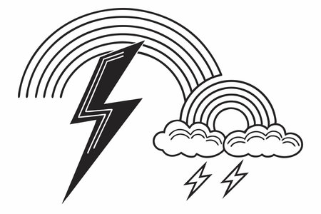 Minimalist Lightning Thunder Sign on white background